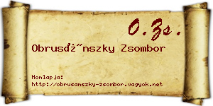 Obrusánszky Zsombor névjegykártya